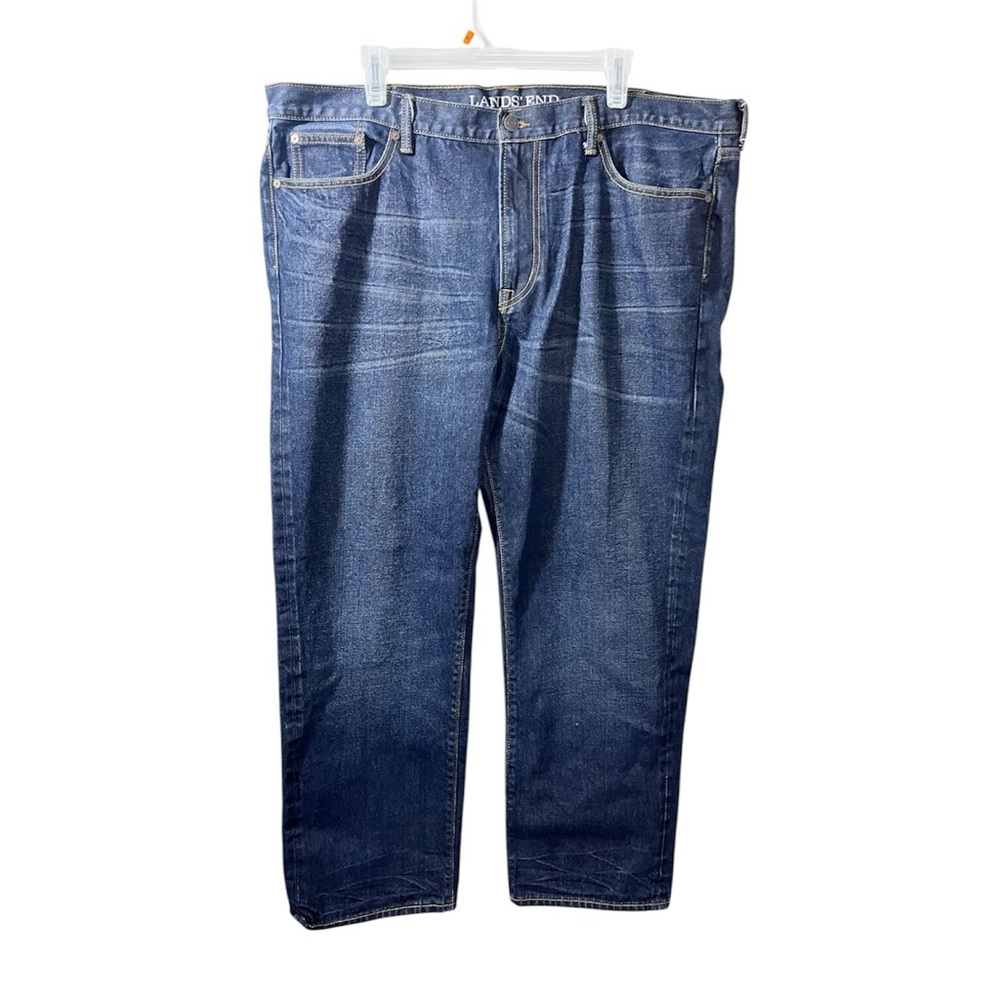 Lands’ End Men’s Jeans 42x30 Dark Wash Straight Leg Classic Fit Denim Pants